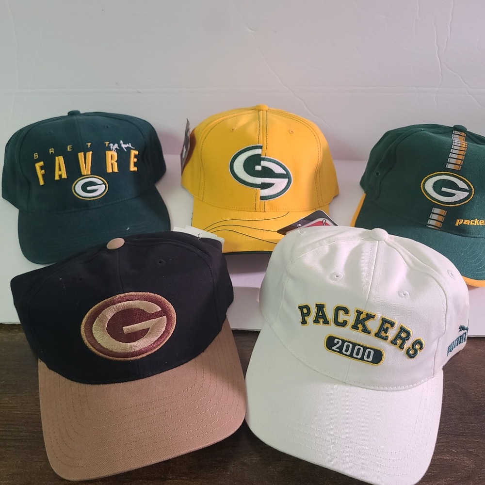 Vintage Green Bay Packers NFL Hats Lot 5 Brett Favre Puma American Needle 90s